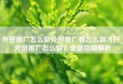 外贸推广怎么做外贸推广要怎么做才好_外贸推广怎么做？全面指南解析