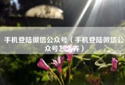 手机登陆微信公众号（手机登陆微信公众号怎么弄）