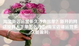 淘宝新店运营多久才会出单？新开的网店没有人下单怎么办？(淘宝店铺运营多久能盈利)