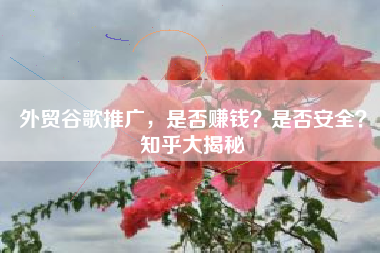 外贸谷歌推广，是否赚钱？是否安全？知乎大揭秘