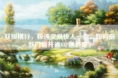 妖股横行，极速交易快人一步，如何最低门槛开通VIP通道呢？